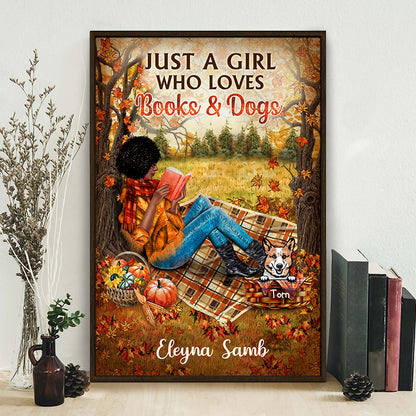 Reading Dogs Girl Just A Girl Who Loves Books - Personalized Custom Poster