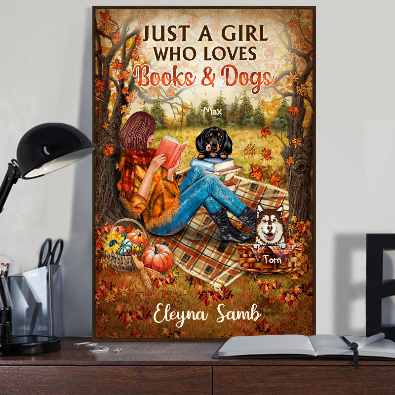 Reading Dogs Girl Just A Girl Who Loves Books - Personalized Custom Poster