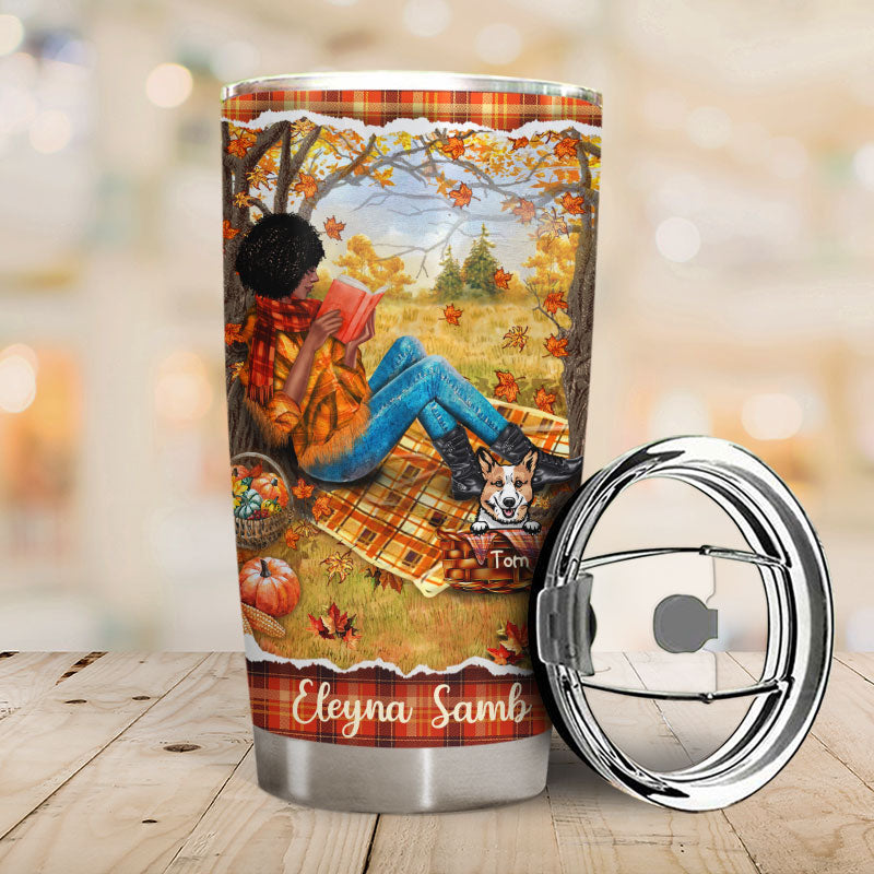 Reading Dogs Girl Once Upon A Time - Personalized Custom Tumbler