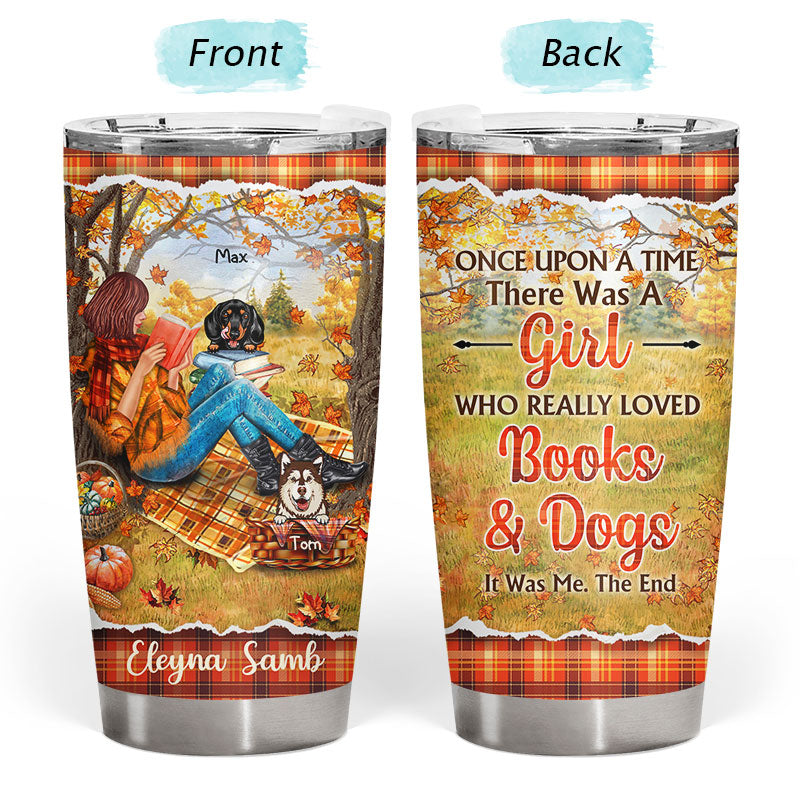 Reading Dogs Girl Once Upon A Time - Personalized Custom Tumbler