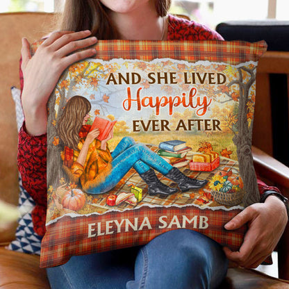 Personalized Reading Girl And She Lived Happily Ever After Custom Pillow