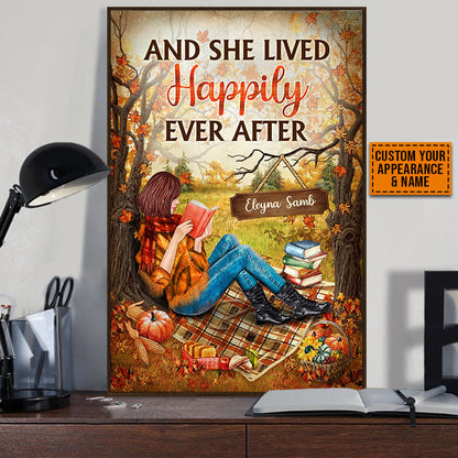 Reading Girl And She Lived Happily Ever After Custom Poster, Gift For Book Lovers