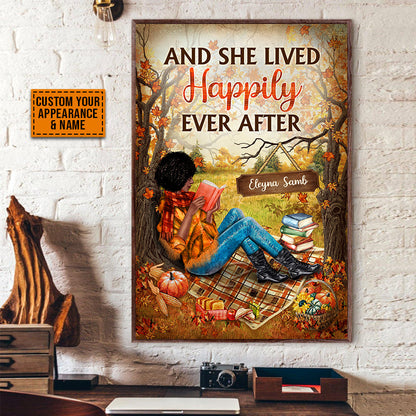 Reading Girl And She Lived Happily Ever After Custom Poster, Gift For Book Lovers