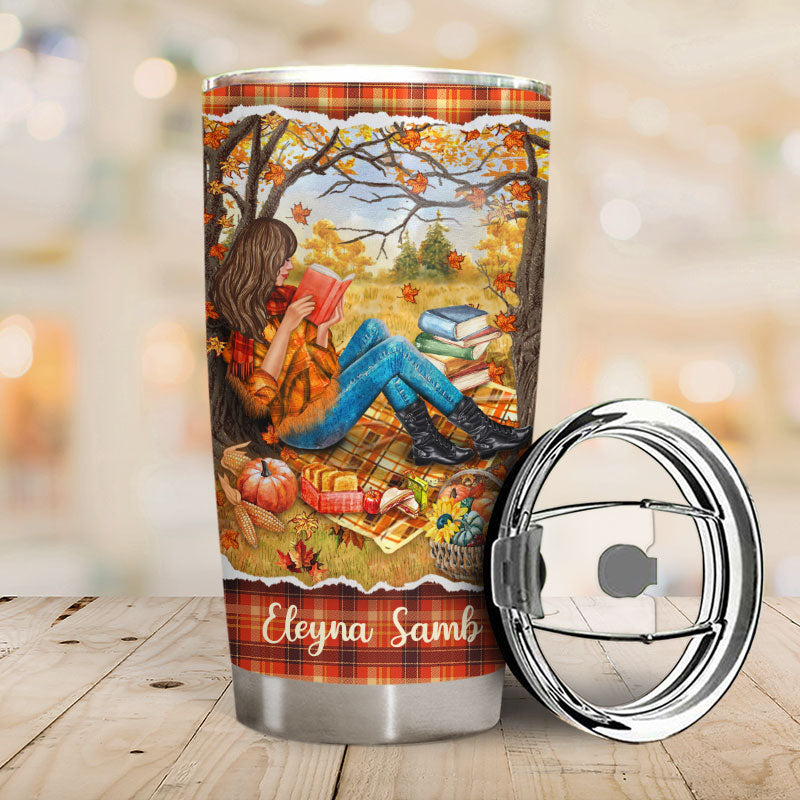 Personalized Reading Girl And She Lived Happily Ever After Custom Tumbler