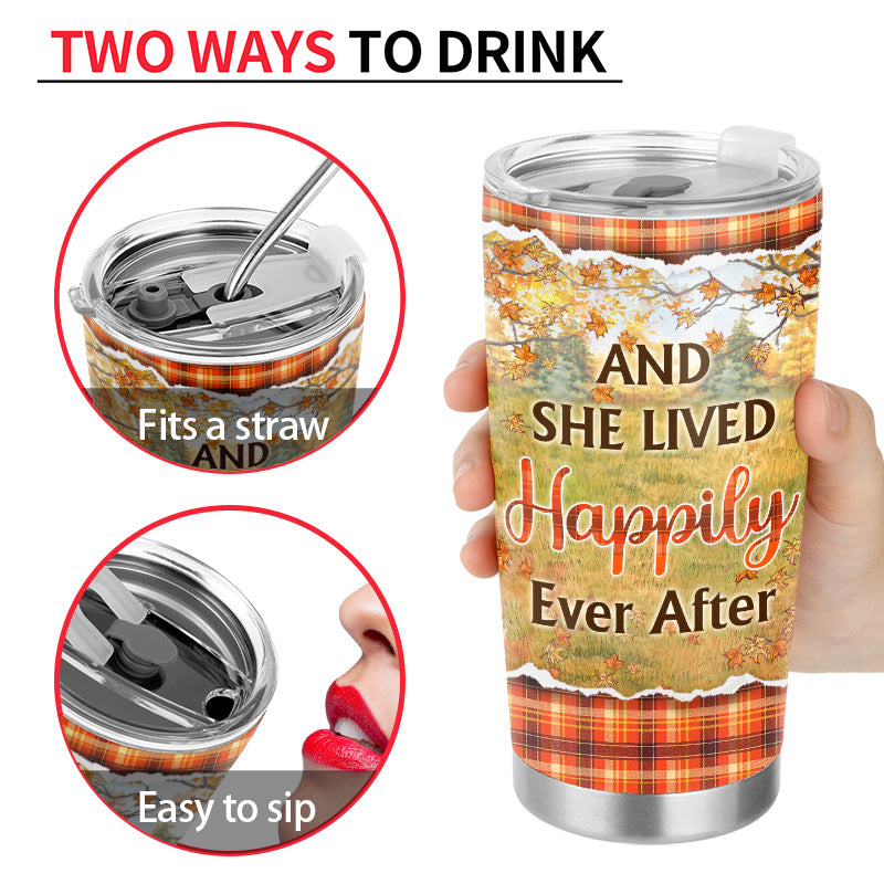 Personalized Reading Girl And She Lived Happily Ever After Custom Tumbler