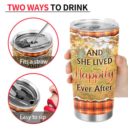 Personalized Reading Girl And She Lived Happily Ever After Custom Tumbler