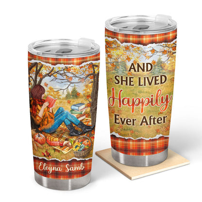 Personalized Reading Girl And She Lived Happily Ever After Custom Tumbler