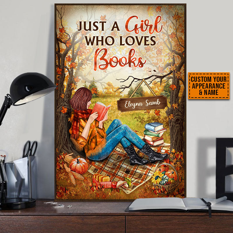 Reading Girl Just A Girl Who Loves Books Custom Poster, Gift For Book Lovers