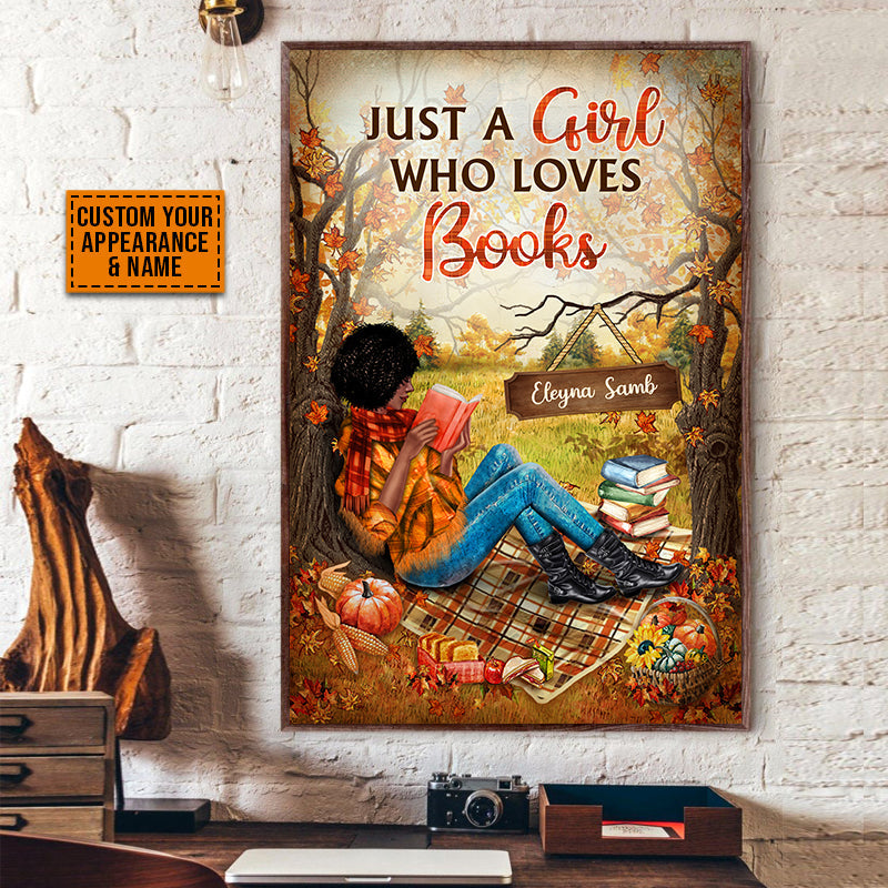 Reading Girl Just A Girl Who Loves Books Custom Poster, Gift For Book Lovers