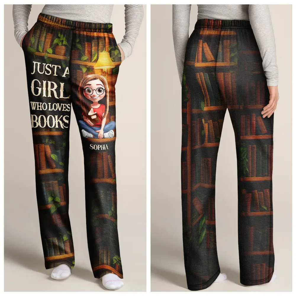 Reading Just A Girl Who Loves Books 3D Effect - Personalized Sweatpants