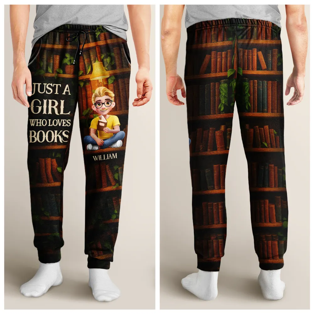 Reading Just A Girl Who Loves Books 3D Effect - Personalized Sweatpants