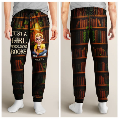 Reading Just A Girl Who Loves Books 3D Effect - Personalized Sweatpants