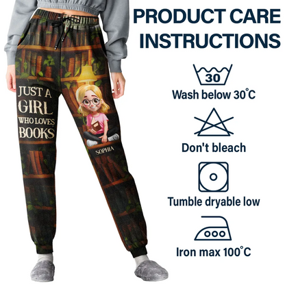 Reading Just A Girl Who Loves Books 3D Effect - Personalized Sweatpants