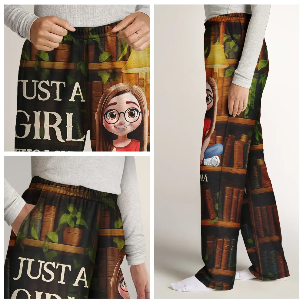 Reading Just A Girl Who Loves Books 3D Effect - Personalized Sweatpants