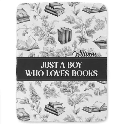 Reading Toile De Jouy Style Just A Girl Who Loves Books - Personalized Fleece Blanket, Sherpa Blanket