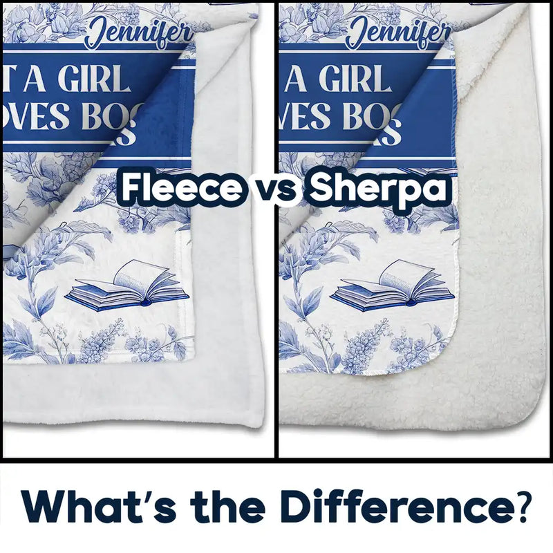 Reading Toile De Jouy Style Just A Girl Who Loves Books - Personalized Fleece Blanket, Sherpa Blanket