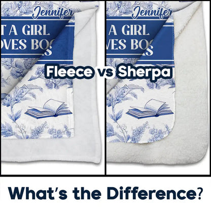 Reading Toile De Jouy Style Just A Girl Who Loves Books - Personalized Fleece Blanket, Sherpa Blanket