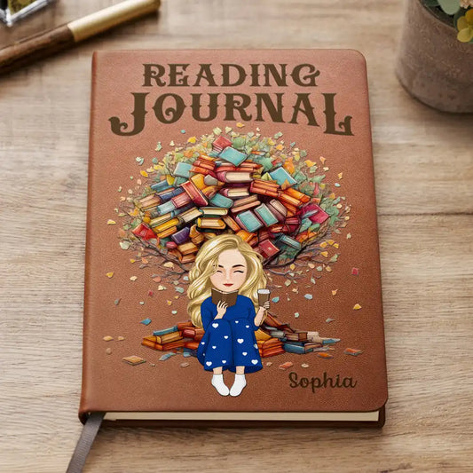 Reading Journal Book Tree - Personalized Leather Journal