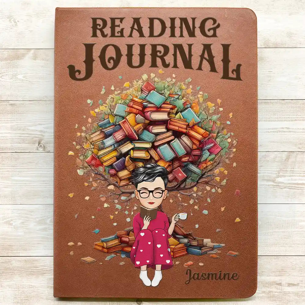 Reading Journal Book Tree - Personalized Leather Journal