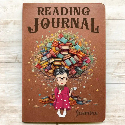 Reading Journal Book Tree - Personalized Leather Journal