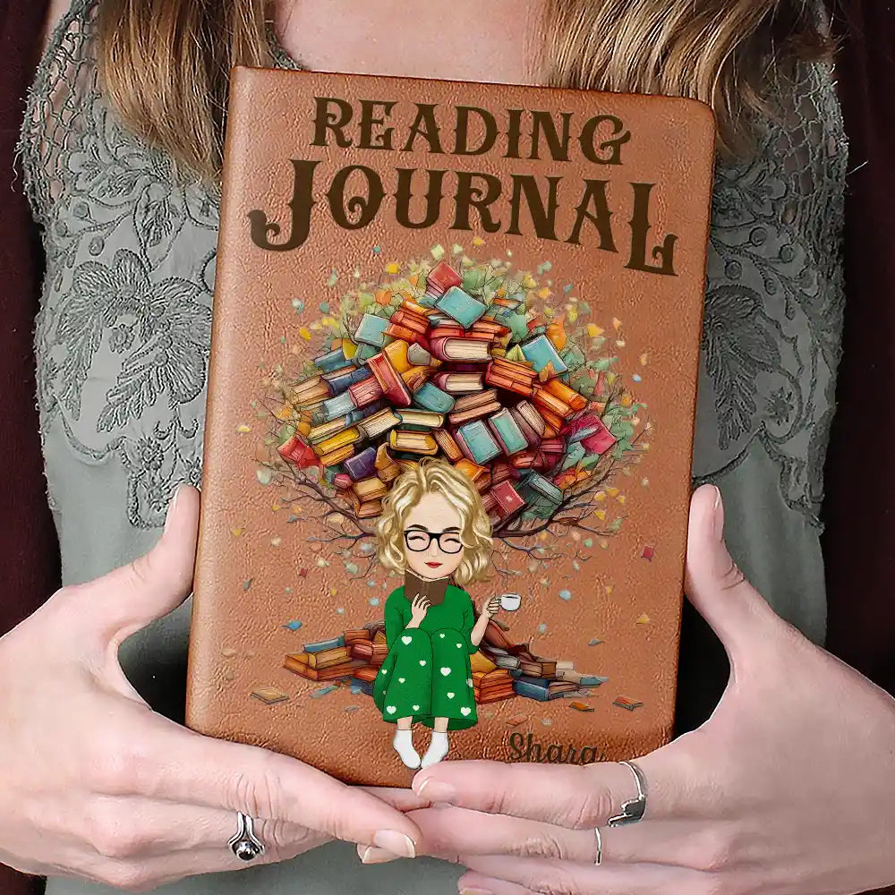Reading Journal Book Tree - Personalized Leather Journal