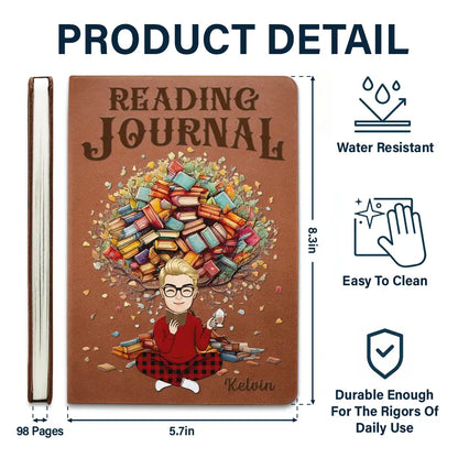 Reading Journal Book Tree - Personalized Leather Journal