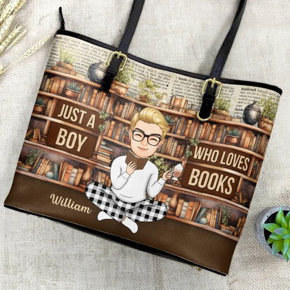 Reading Just A Girl Who Loves Books - Personalized Leather Tote Bag