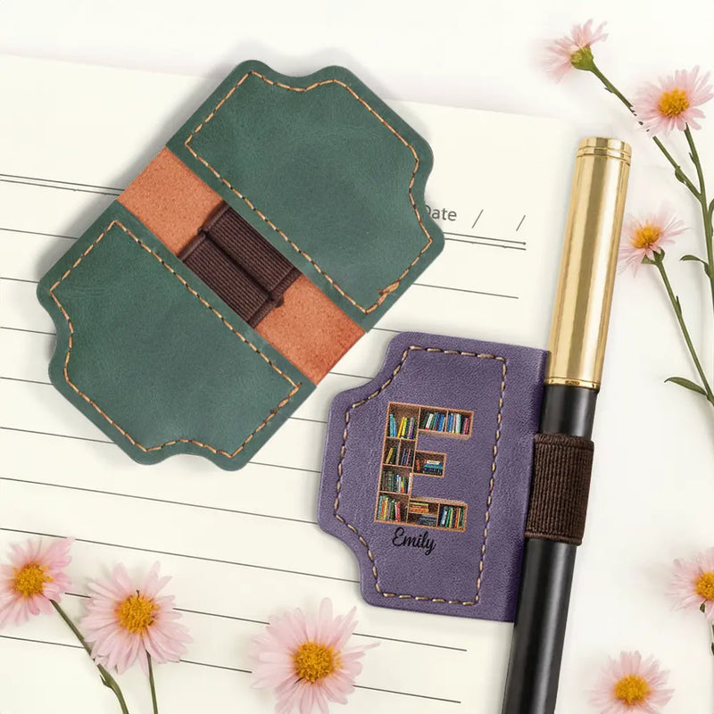 Reading Monogram Keepsake Bookish Keepsake - Personalized Magnetic Leather Pen Clip