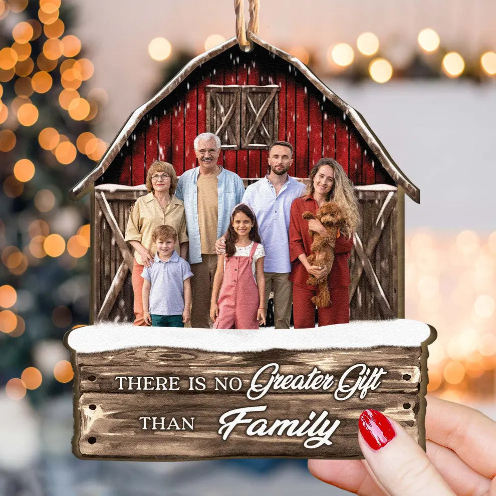 Red Barn Christmas Family Custom Photo - Personalized Family Photo Ornament ornament The Next Custom Gift