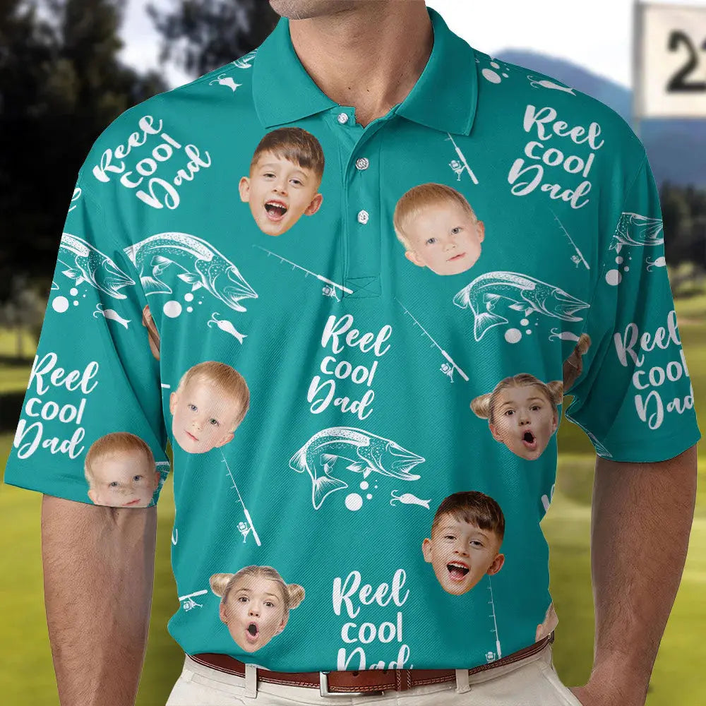 Reel Cool Dad - Personalized Photo Polo Shirt Polo Shirt The Next Custom Gift