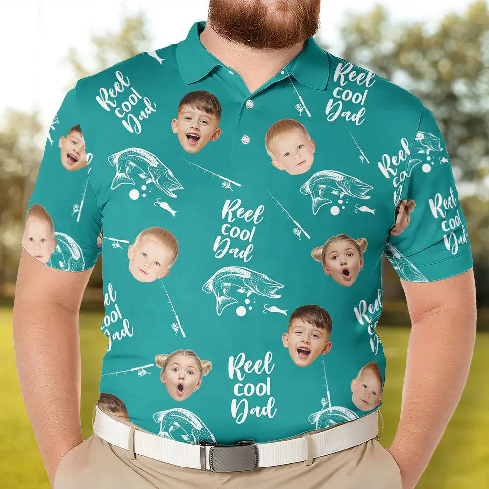 Reel Cool Dad - Personalized Photo Polo Shirt Polo Shirt The Next Custom Gift