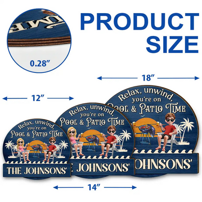 Relax Unwind Patio Time 3D Couple - Personalized Custom Shaped Wood Sign