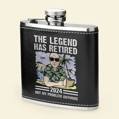 Retirement - The Legend Has Retired - Personalized Leather Flask Leather Flask The Next Custom Gift