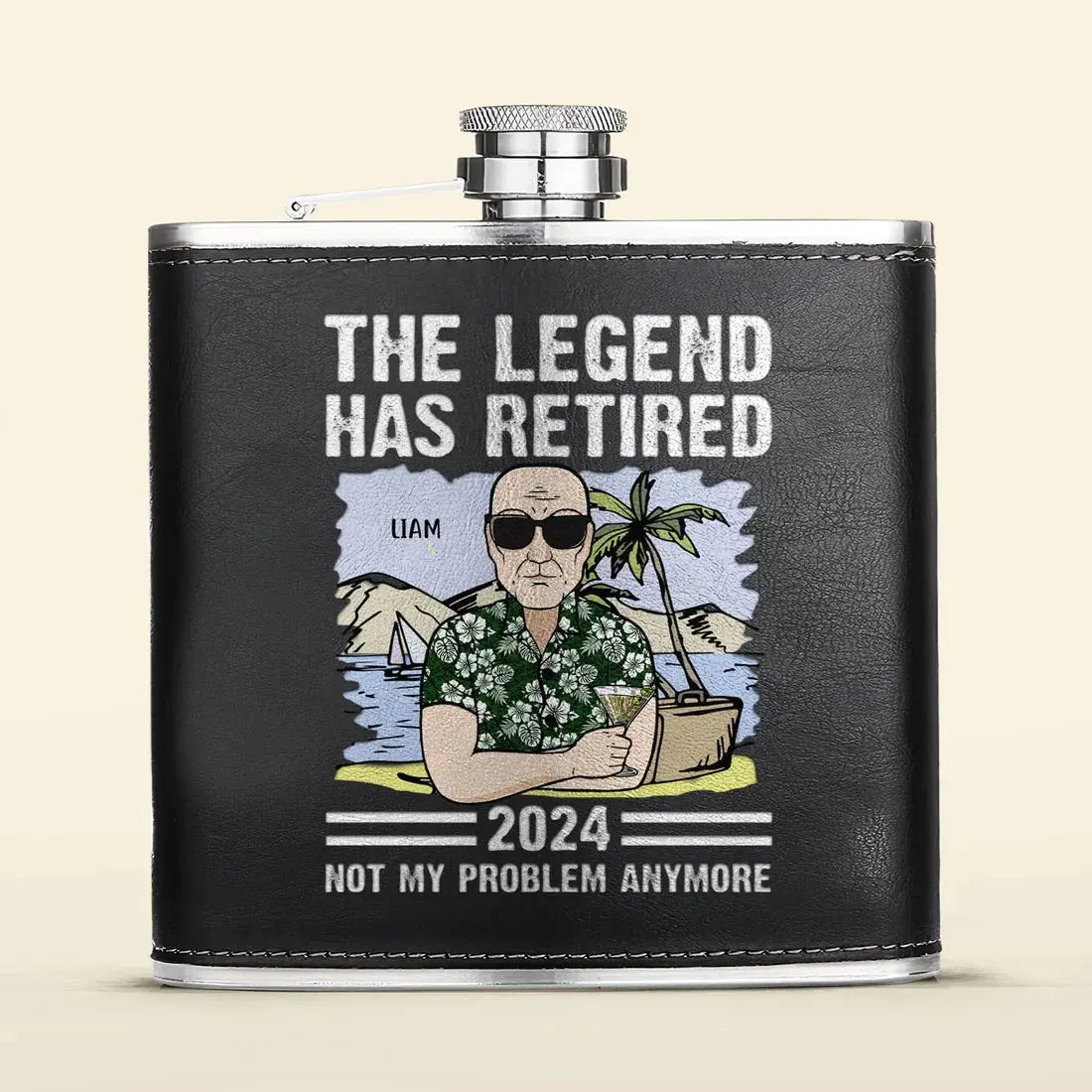 Retirement - The Legend Has Retired - Personalized Leather Flask Leather Flask The Next Custom Gift