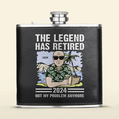 Retirement - The Legend Has Retired - Personalized Leather Flask Leather Flask The Next Custom Gift