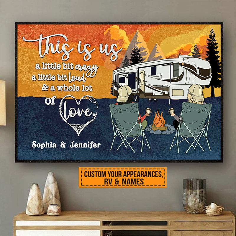 Personalized Retro Pride Camping Couple Customized Poster