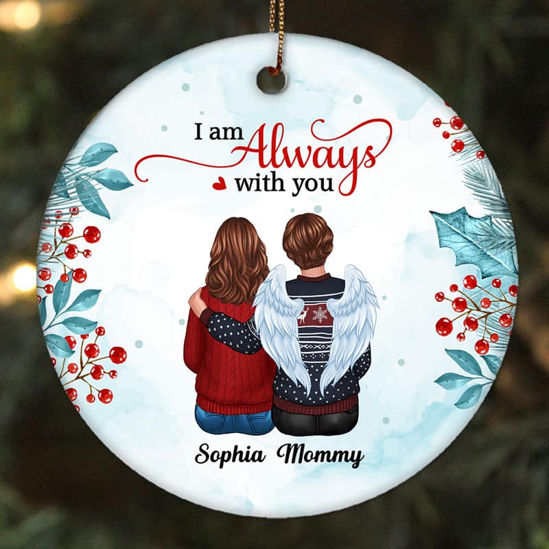 Watercolor Holly Branch Personalized Memorial Ornament