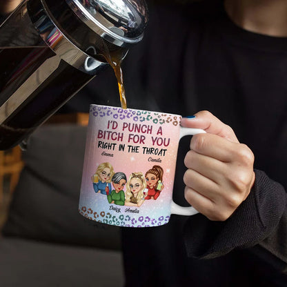 Right In The Throat Besties Twinkle Leopard - Personalized White Edge-to-Edge Mug