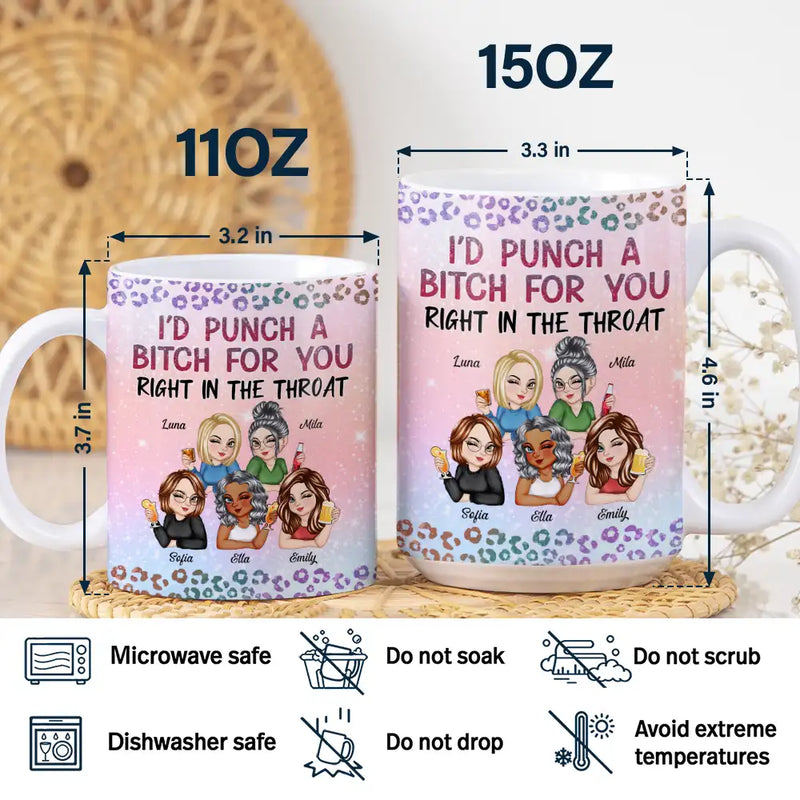 Right In The Throat Besties Twinkle Leopard - Personalized White Edge-to-Edge Mug