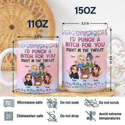 Right In The Throat Besties Twinkle Leopard - Personalized White Edge-to-Edge Mug