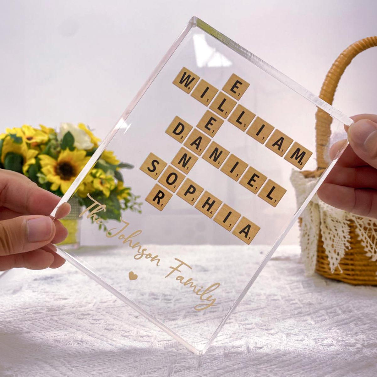 Family Crossword Art Created In A Moment, Treasured Forever Personalized Acrylic Block Plaque