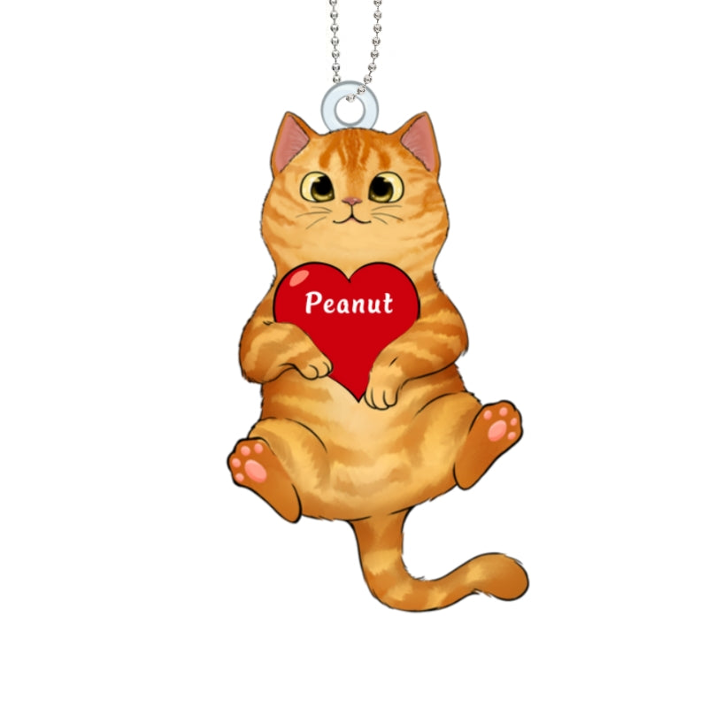 Fluffy Cat Personalized Christmas Wooden Ornament