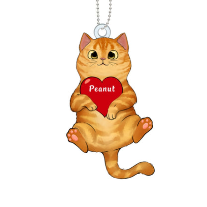 Fluffy Cat Personalized Christmas Wooden Ornament