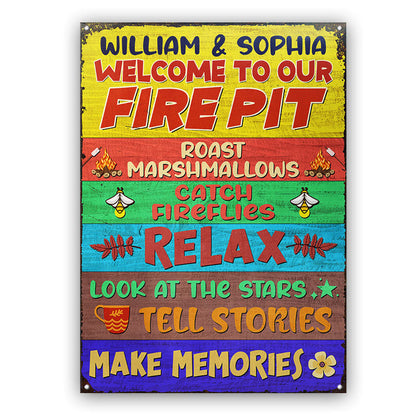 Roast Marshmallows Firepit Rules - Personalized Custom Classic Metal Signs