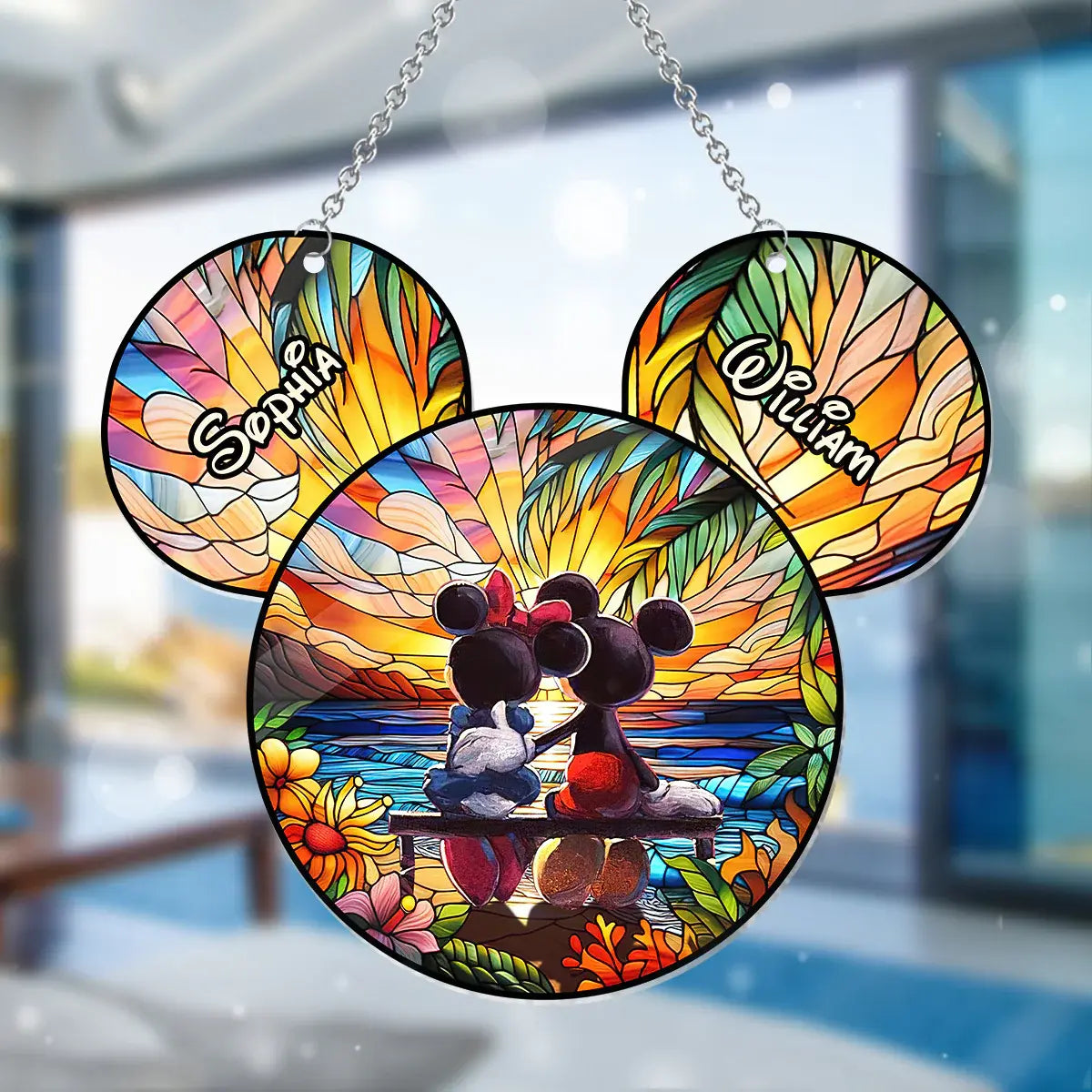 Romantic Sunset - Personalized Mouse Window Hanging Suncatcher Ornament Hanging Suncatcher Ornament The Next Custom Gift