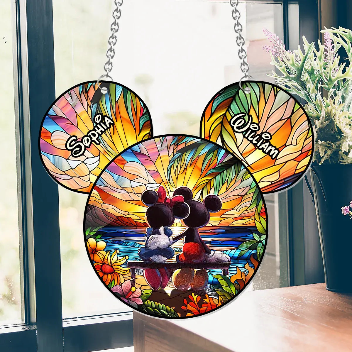 Romantic Sunset - Personalized Mouse Window Hanging Suncatcher Ornament Hanging Suncatcher Ornament The Next Custom Gift