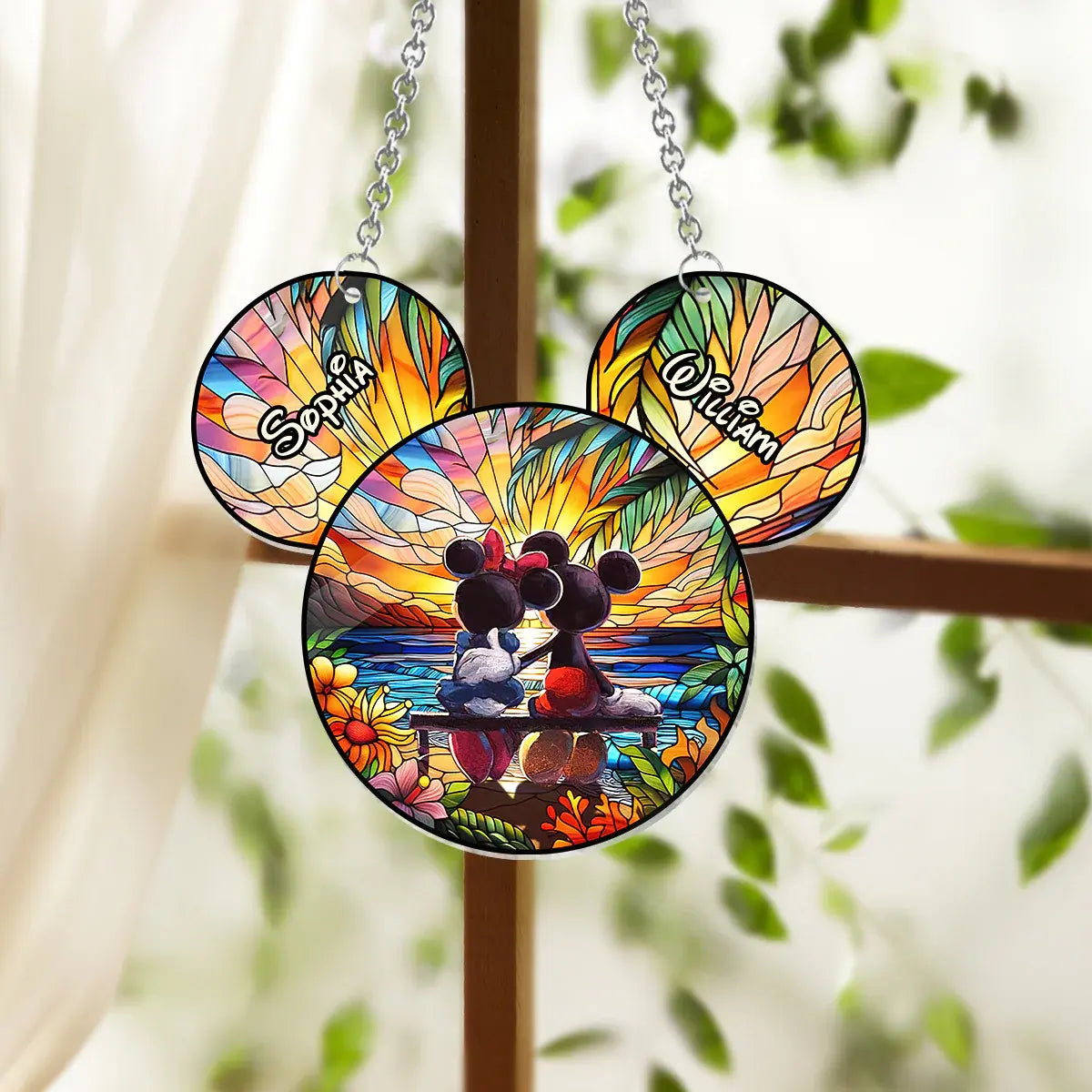 Romantic Sunset - Personalized Mouse Window Hanging Suncatcher Ornament Hanging Suncatcher Ornament The Next Custom Gift