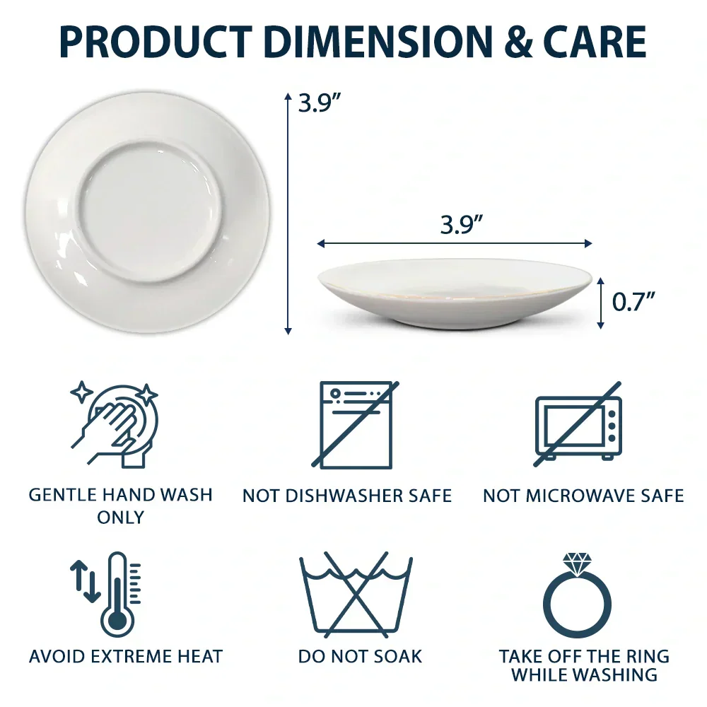 Custom Photo Watercolor Couples Anniversary Gift - Personalized Round Ring Dish