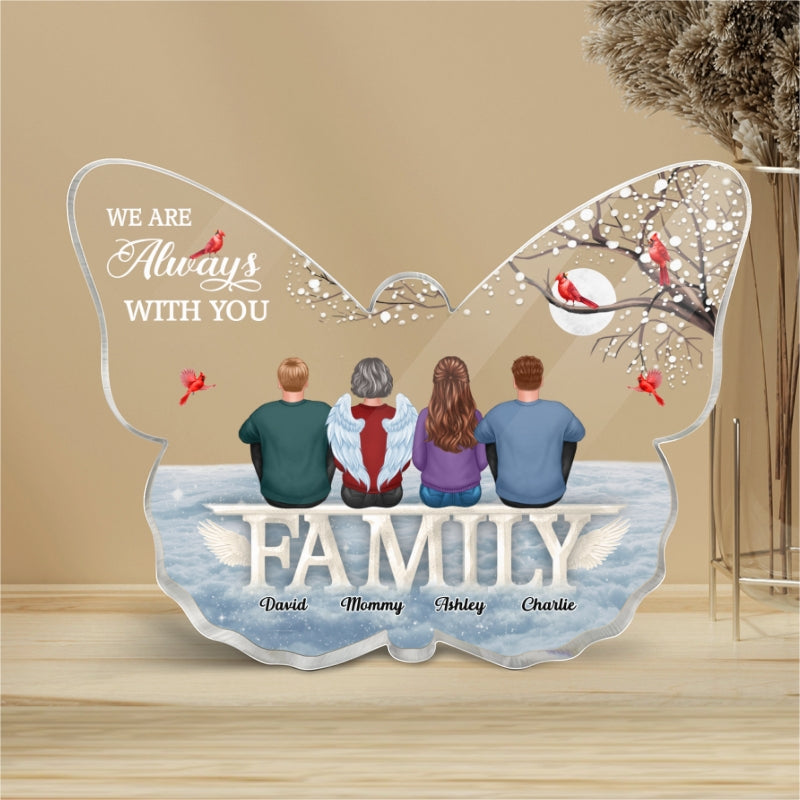 Family Sitting On Text Memorial Personalized Butterfly Acrylic Plaque