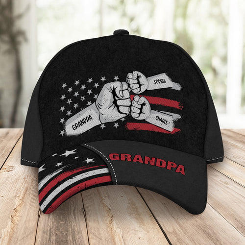 Grandpa Fist Bump Nation Flag Personalized Classic Cap